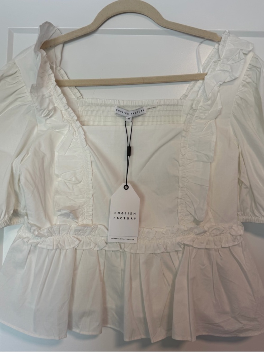 NWT!! English Factory White Ruffled Peplum Top